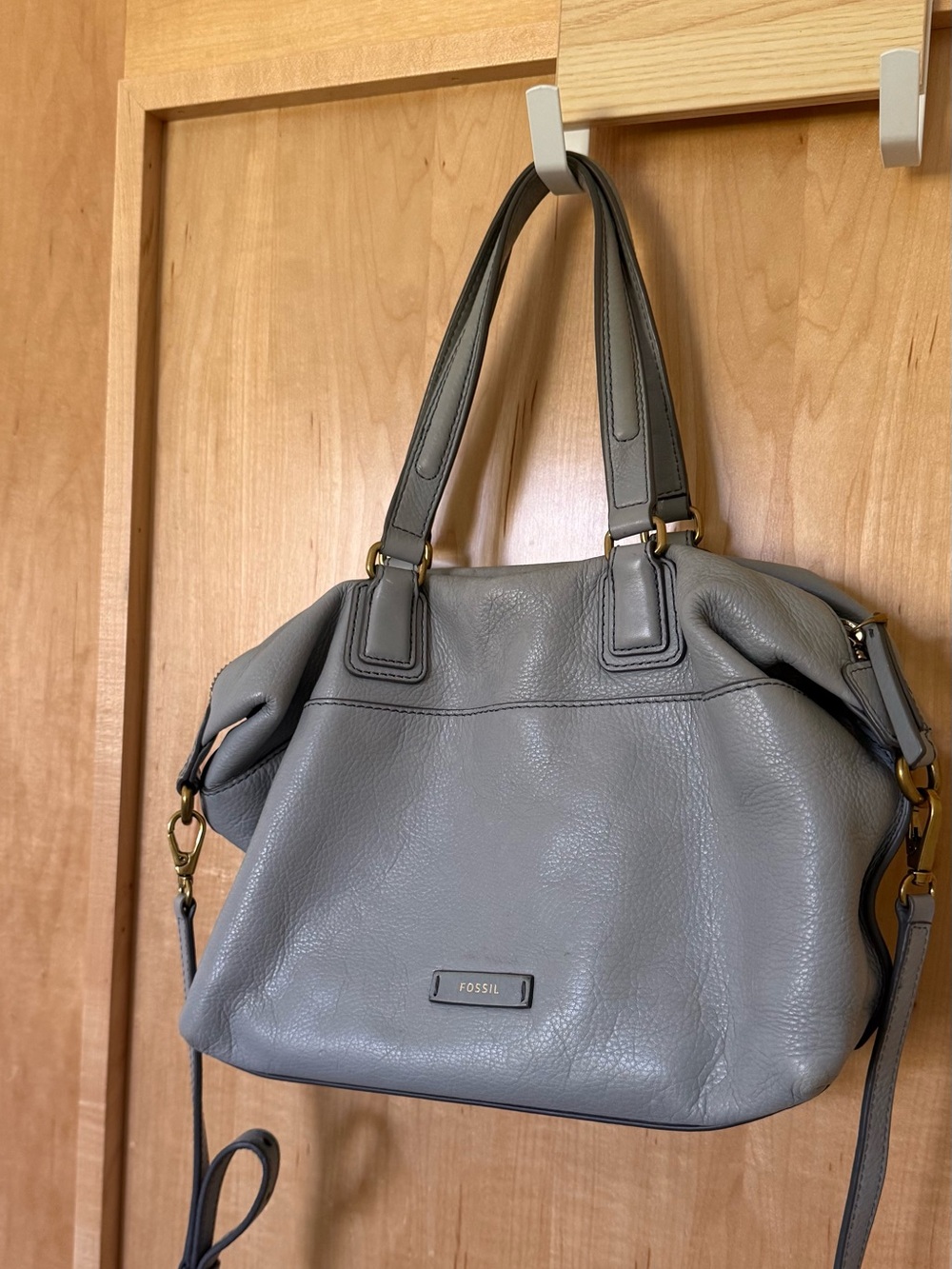Fossil Slate Leather Shoulder Bag with Matching Wallet - Picture 4 of 5